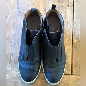 Linea Paolo Black Slip-On Perforated Wedge Sneakers